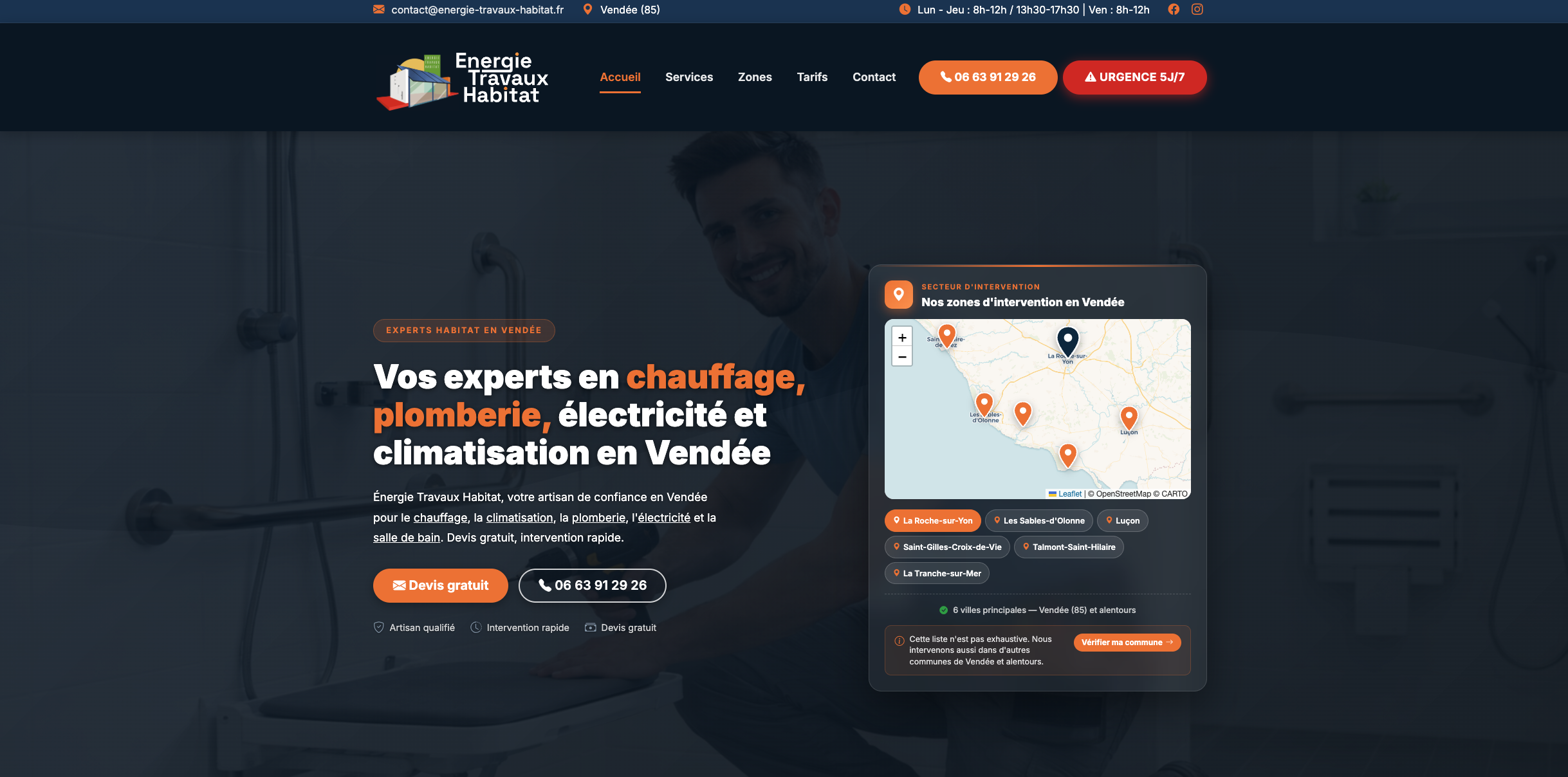 Aperçu de la page d'accueil du site Énergie Travaux Habitat