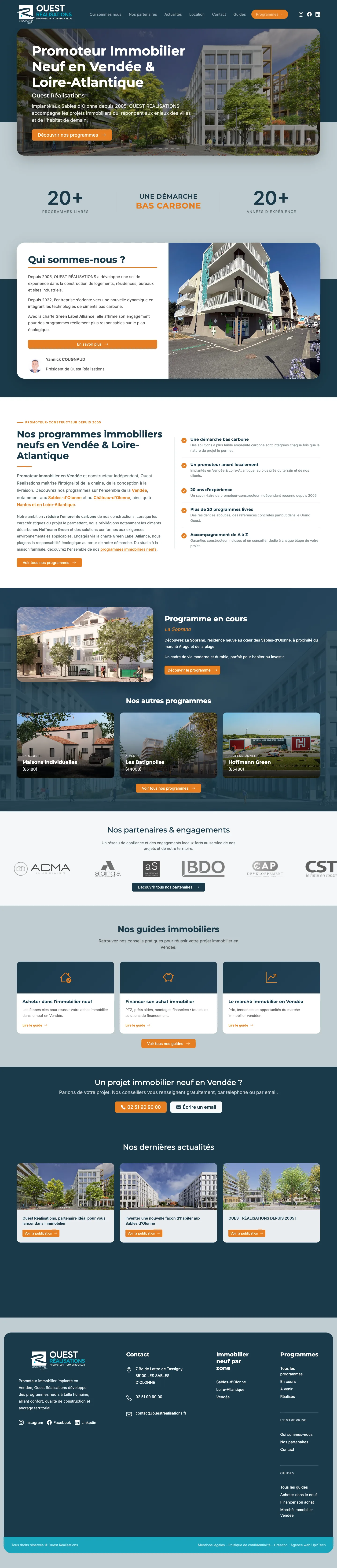 Page d’accueil de Ouest Réalisations sur ordinateur